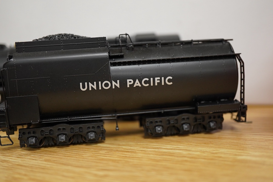 A boxed HO gauge Broadway Limited Paragon 2 Series (2063) model of Union Pacific UP-5, 5044, 4-12-2 locomotive with bogie tender, powered for two rail operation.